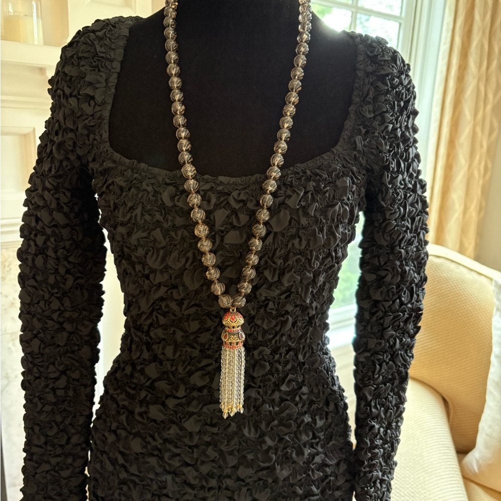 Heidi Carey amber glass bead and tassel necklace